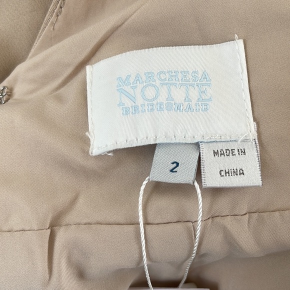 Marchesa - Notte - “Turin” Champagne V-Neck Gown With Draped Low Back - Picture 12 of 16